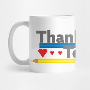 Thank you teacher - Pencils and Hearts Mug